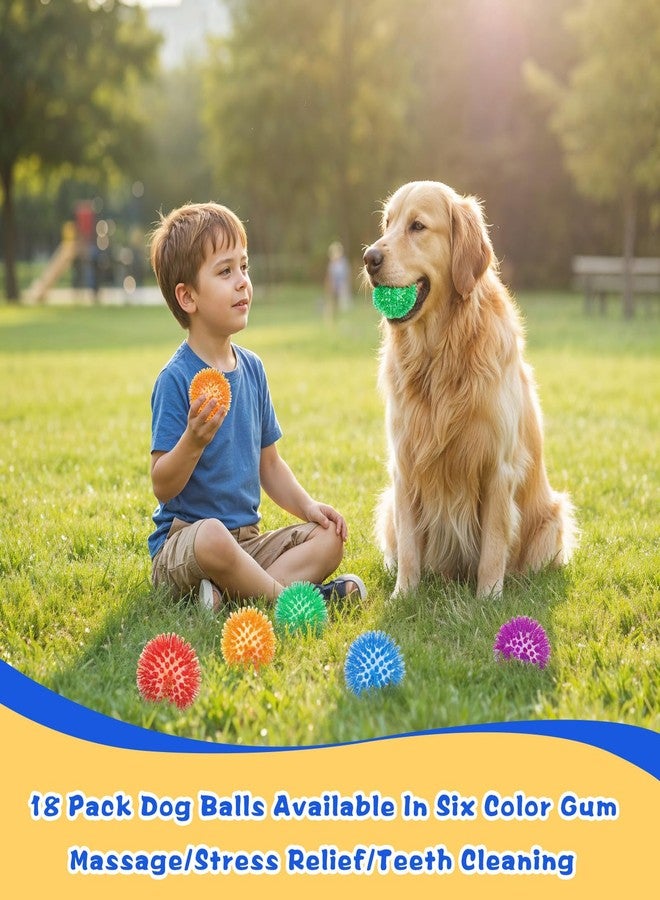COMNICO 18 Pcs Squeaky Dog Toy Balls, 2.5 Inch Bulk Durable Spikey Dog Balls 6 Colors Puppy Chew Toys for Small Medium Large Dogs Clean Teeth and Training - Image 5